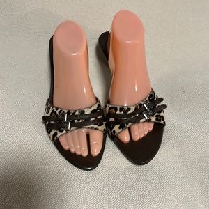 Franco Sarto 2 buckle slip-on Leopard Sandal Size 11M